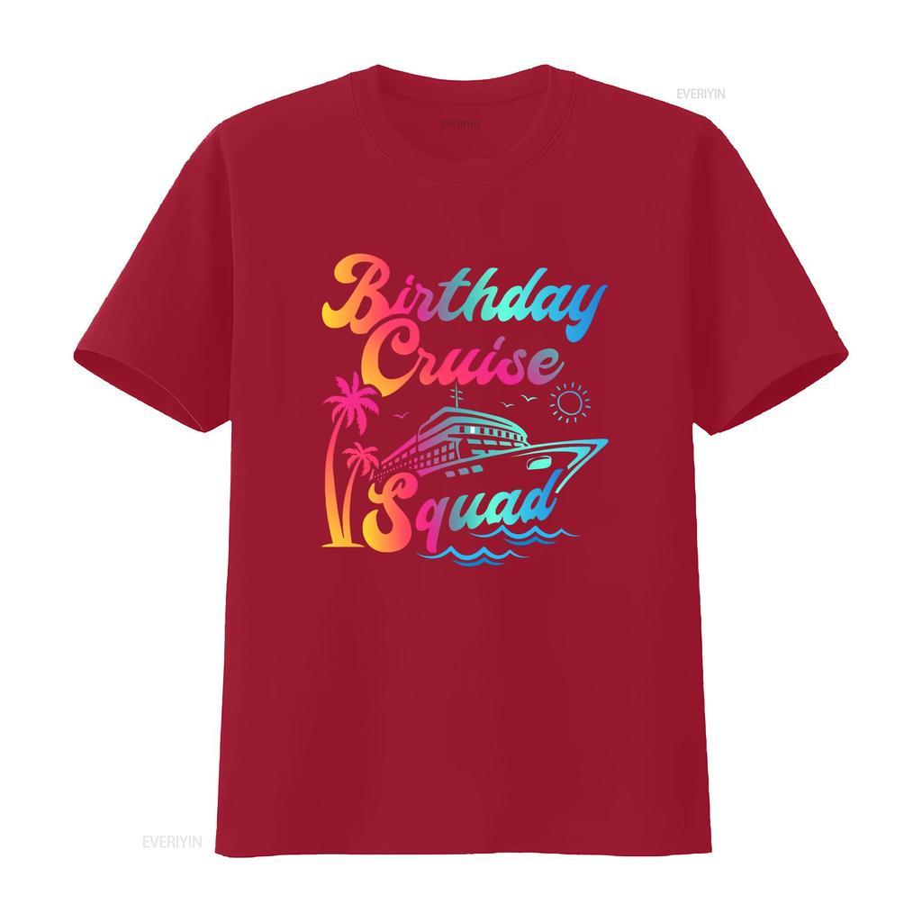 Birthday Cruise Squad T Shirt Matching Group Vacation vintage Washed Stylish streetwear Top For Everyday Wear Versatile
