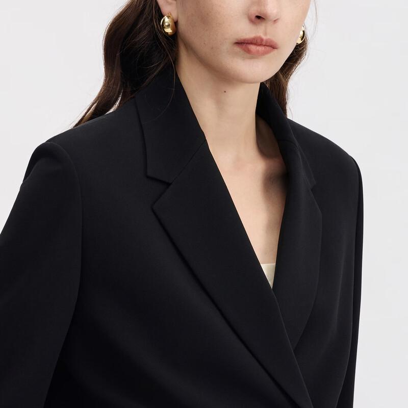 LANCY Women's Black Triacetate Notch Lapel Short Suit Jacket
