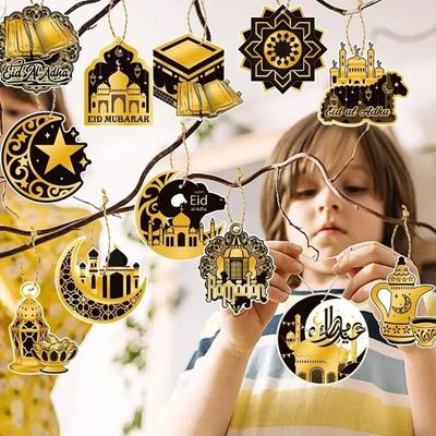 10 st/paket Eid Mubarak 2026 Hängande Hängen Ramadan Islamisk Muslimsk Fest Dekoration Kareem Träd Hängande Moské Skylt Dekoration