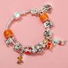 Colors Enamel Disney Princess Dress Charms Pulseiras for Girls Colorful Glass Beads Bracelets&Bangles Women Cartoon Skirt Dangle