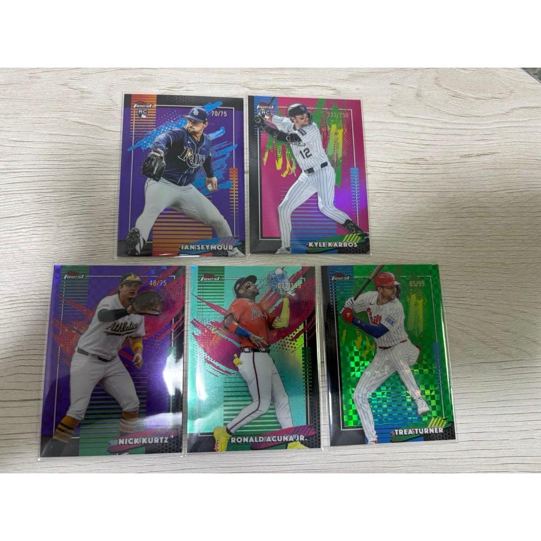 Used Topps Finest MLB Reflector Card Set of 5