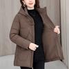 Middle Age Women's Winter Jackets Hooded Embroidery Casual Thick Parka Female Warm Coat