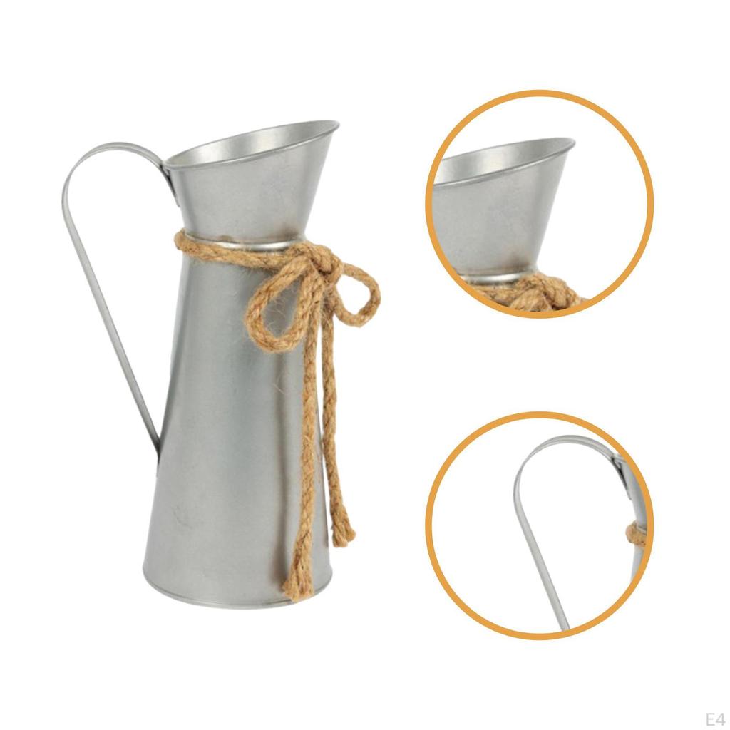 Iron Jug Vase Decorative Flower Retro Photo Prop Rustic Metal Planter Pot for Garden