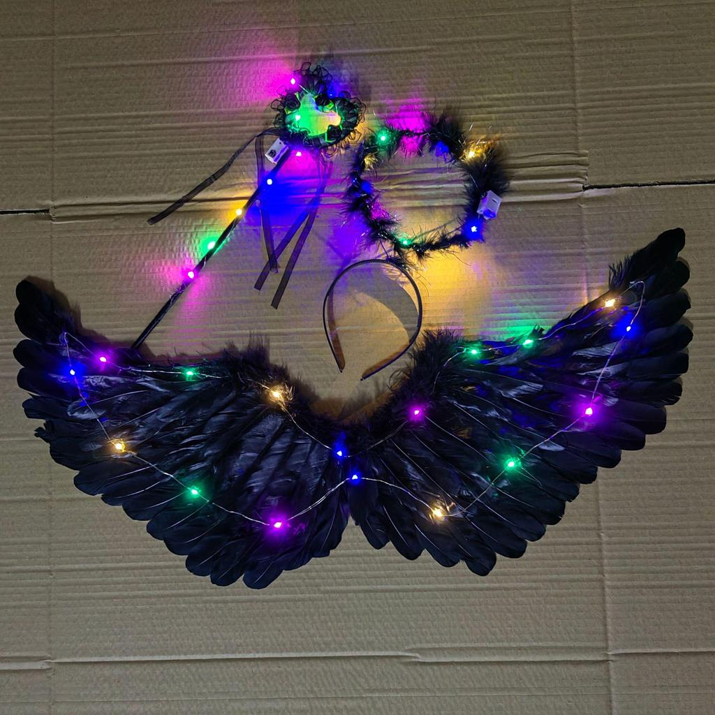 Children's Glowing Angel Feather Wings Costume Prop for Girls & Adults - Fairy, Elf, Cosplay & Photoshoots
