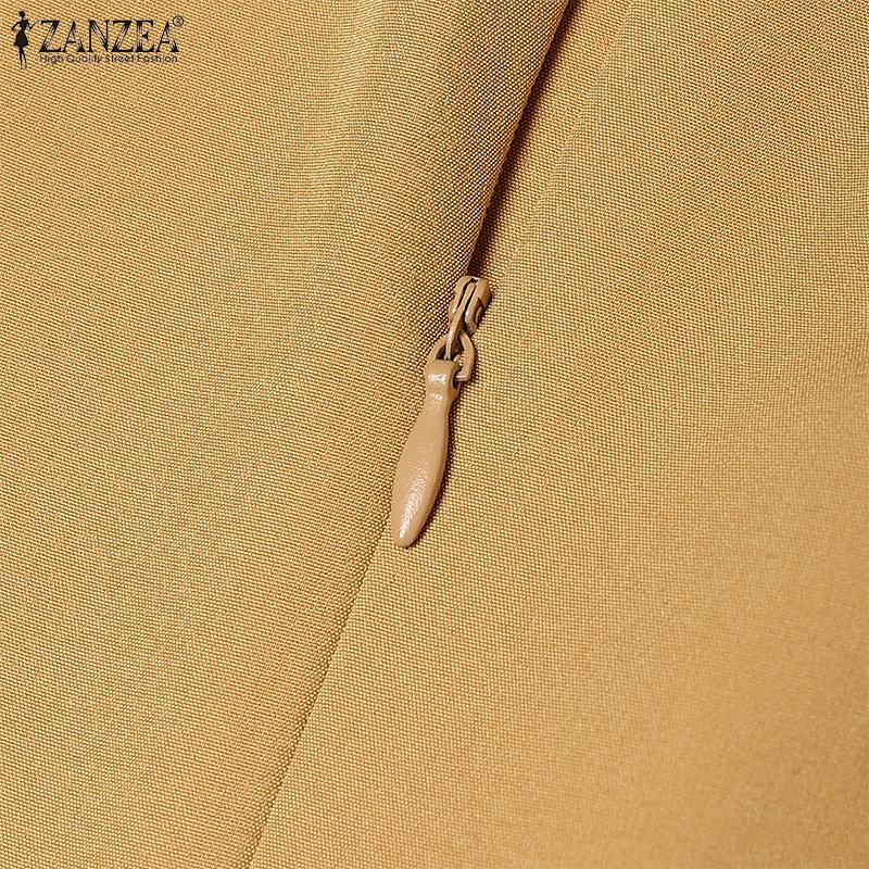 ZANZEA Women Elegant Doll Collar Casual Short Sleeve Dress