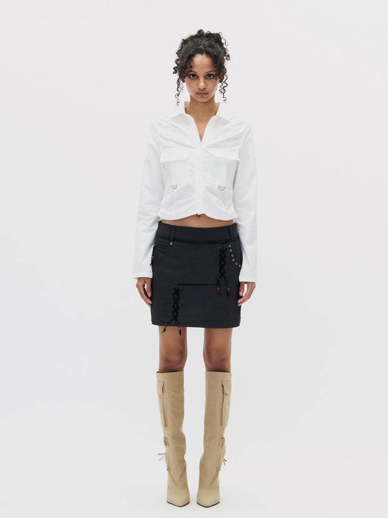SETSETSET Shirring Cargo Shirt White