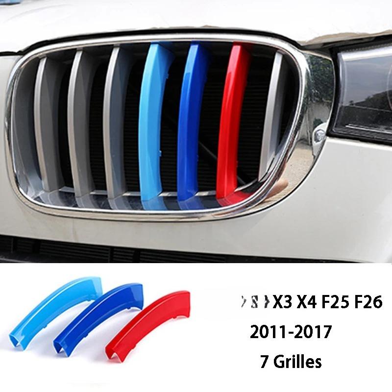 3 Color Car Front Grille Cover Bumper Stripe Stickers X1 X3 X4 X5 X6 F25 F26 F48 G01 G02 G20 G28 Car Styling Accessories