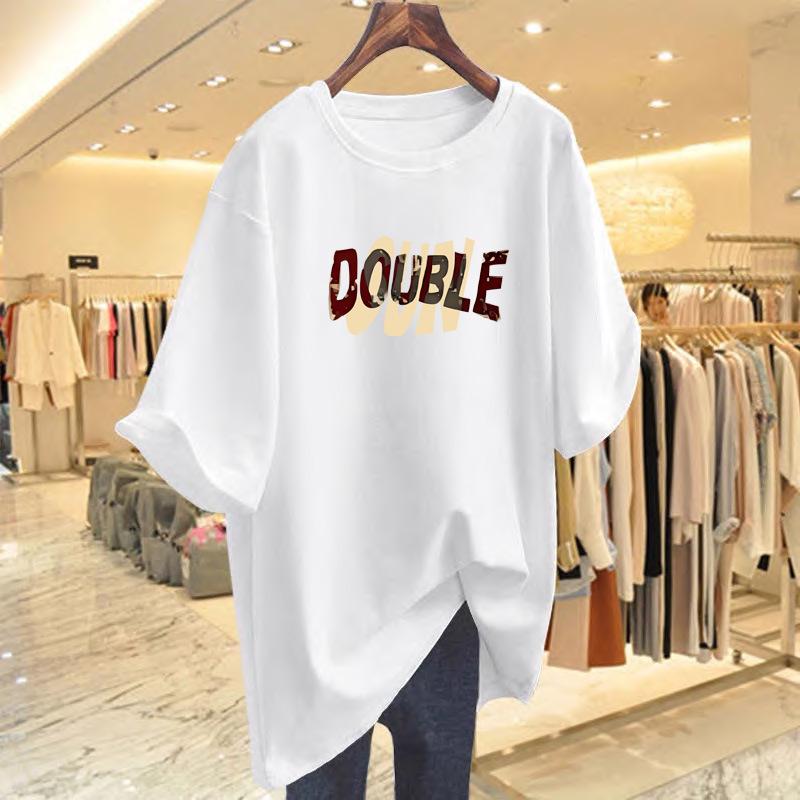 

Women s Summer Loose-Fit Letter Print Cotton T-Shirt XXXL сірий колір