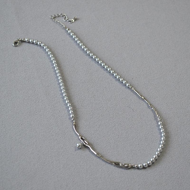 Vintage French Brass & Gold-Plated Pearl Branch Necklace for Women