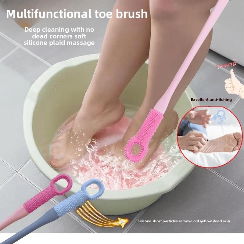 2-in-1 Zehenreinigungs- und Massagebürste Juckreizlinderung Fußreibebürste Langer Griff Massageartefakt Fußwasch- und Entfernerbürste für abgestorbene Haut