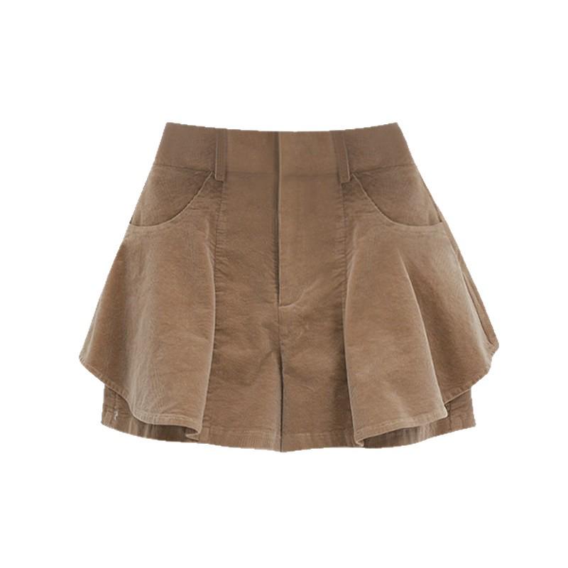 Korean Retro High-Waisted Corduroy Pleated Skirt - Autumn/Winter Fashion for Women Medium