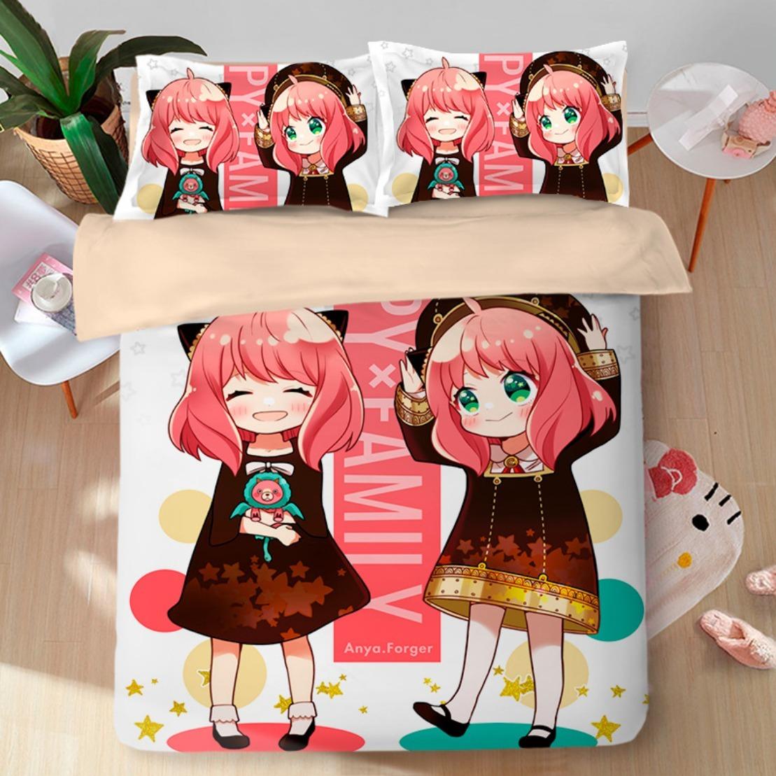 

Пододеяльник Spy Family, комплект постельного белья Anime Spy X Family, пододеяльник и наволочки Kawaii Anya Single/Double/Queen/King 200x230cm 3pcs