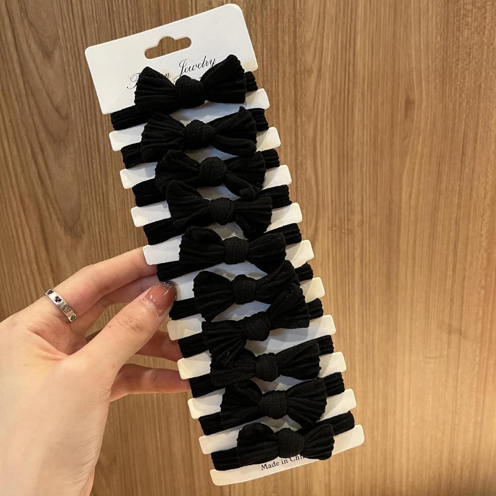 5-10 Stück/Set Kaffee Damen Schleife Haarbänder Elastische Stirnbänder Schwarze Fliege Scrunchies Kopfschmuck Mädchen Koreanische Haaraccessoires Geschenk