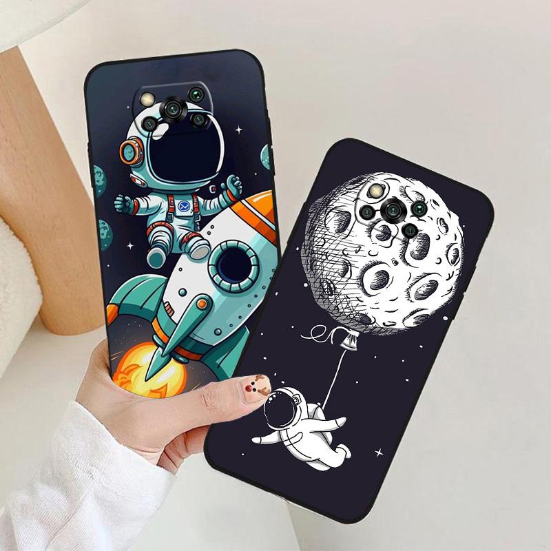 For Xiaomi Poco X 3 Pro X3 NFC X3GT Phone Case astronaut Silicone Camera Protection Back Cover For Poco X3 Pro GT Funda Coque
