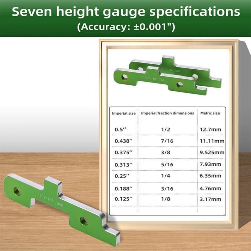 7pcs Aluminum Woodworking Setup Block Setup Router Table Height Gauge Tool for Carpentry Table Measuring Block