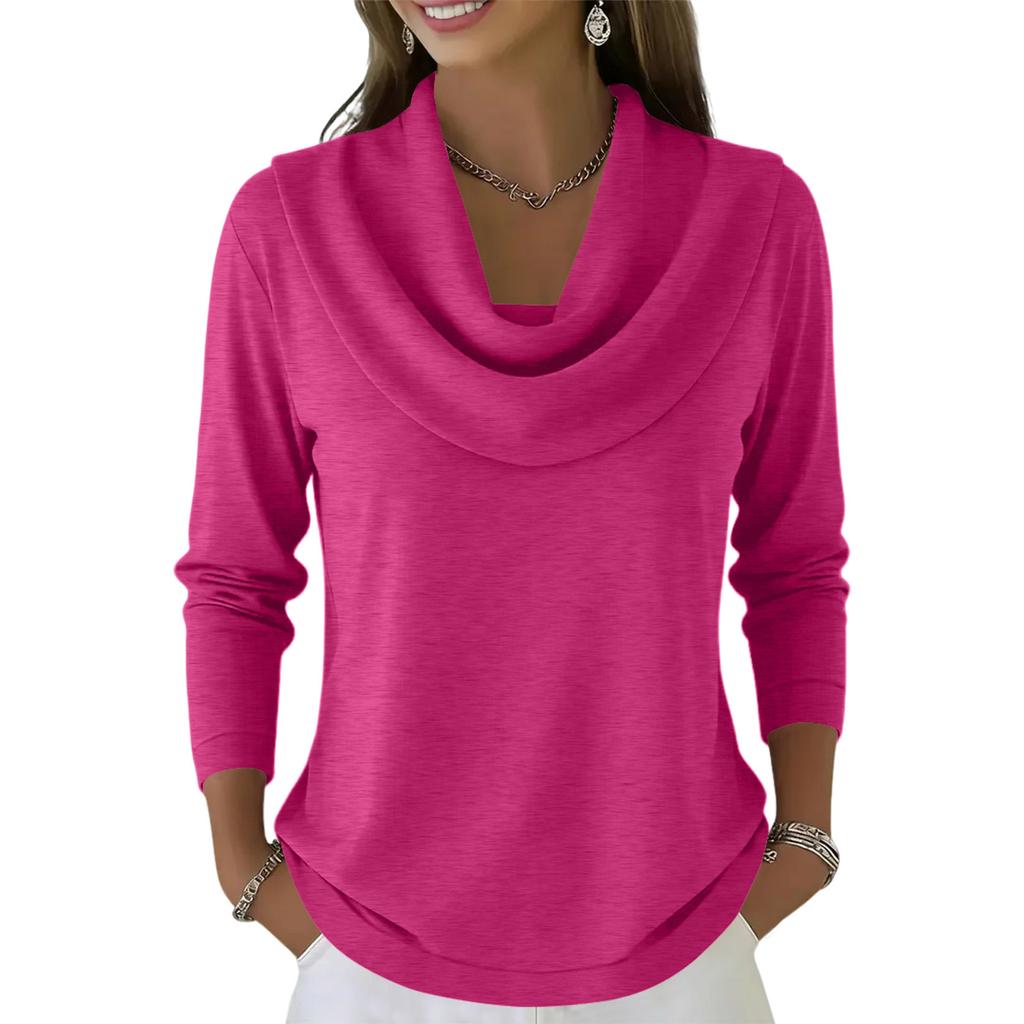 Women's Casual And Fashionable Round Neck Long Sleeved  Solid Color Top Sweater
