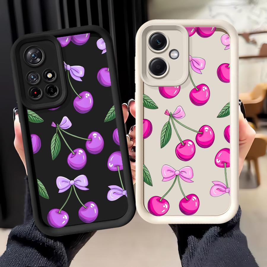 Case for Xiaomi Poco F8 C51 C61 X3 Pro C50 X3 NFC Phone Cover Cartoon Purple Cherry