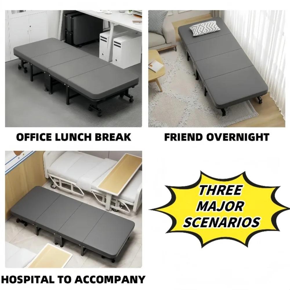 Heavy-Duty Portable Metal Bottom Frame Foldableing Bed,Lunch Bed,Ideal for Napping and Relaxation,Office Comfort,Space Saving