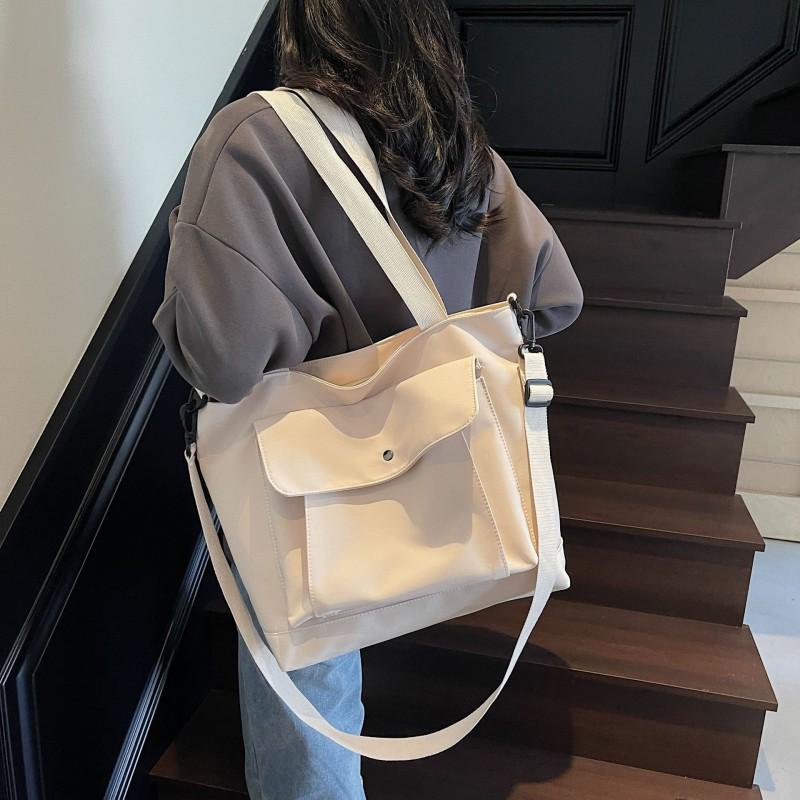 

New Women s Cross-border Solid Color Student Shoulder Bag Casual Large-capacity Commuting Class покинуть белый