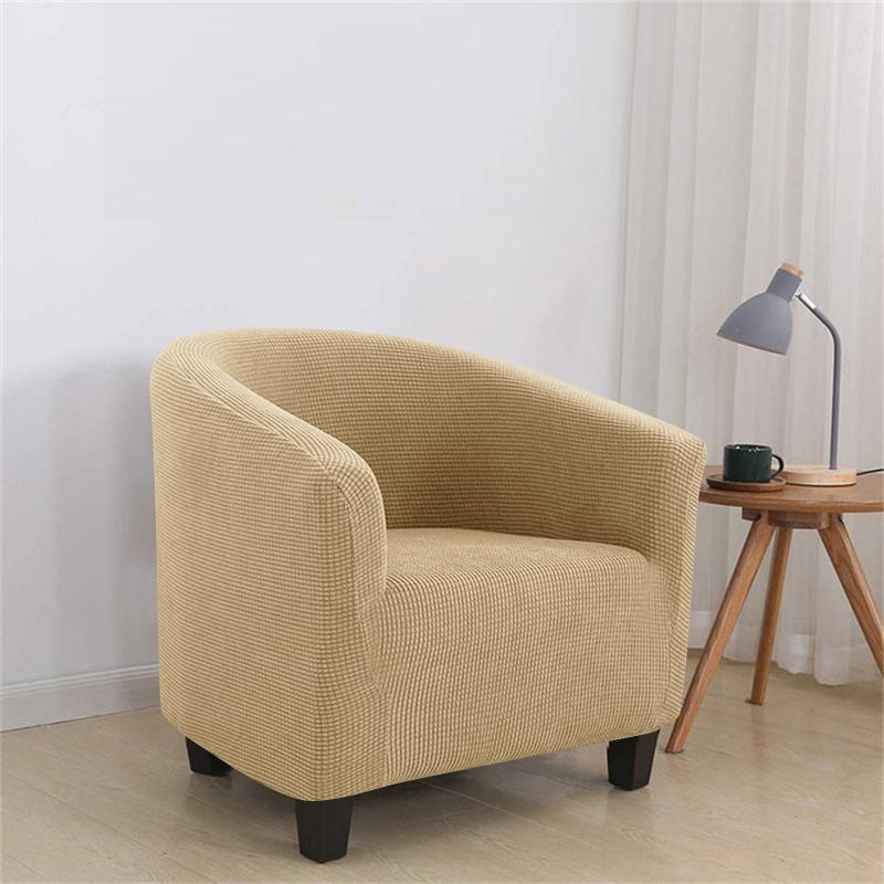 1PC Elastic Club Chair Slipcover Polar Fleece Armchair Cover Solid Color Single Tub Sofa Cover for Living Room Bar Home Hotel