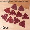 40Pcs Triangular Sanding Pads 6 Holes Detail Sander Sandpaper Grits 80+120+180+240 Perfect For Delta/Multi-Grip Sanders