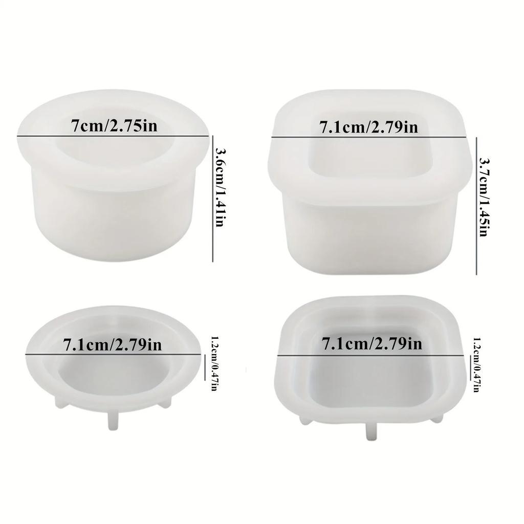1set DIY Candle Jar Silicone Mold with Lid - Aroma Wax Jar Making Mold for Resin, Concrete, Gypsum - Mold for Home Crafts