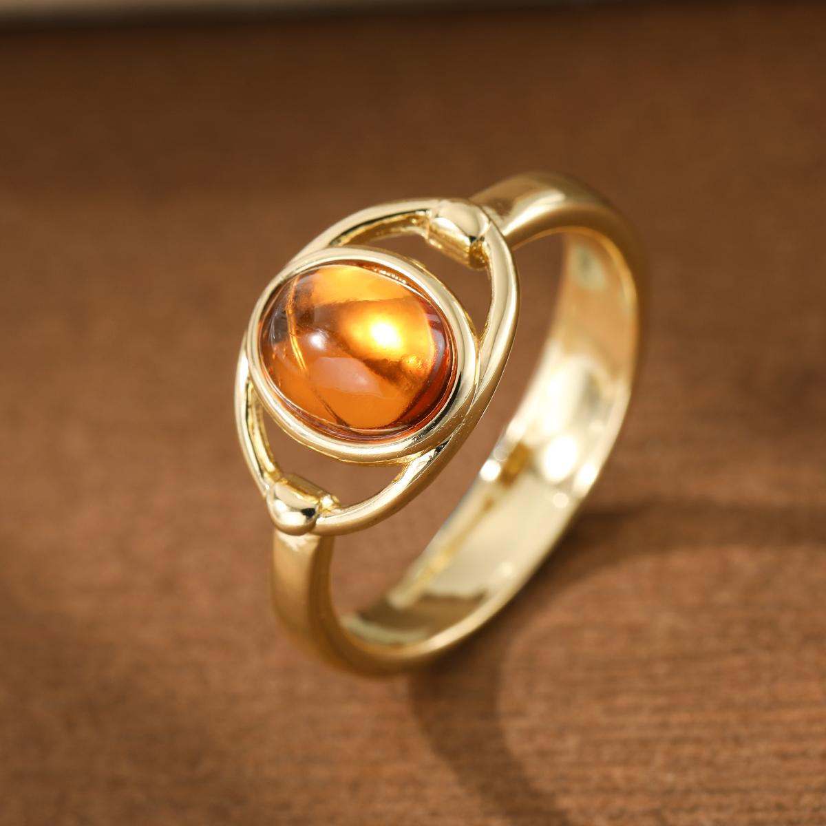 Einfaches und elegantes Ring-Set mit künstlichen Edelsteinen in Kupfermaterial, Schmuckring für Damen für formelle Anlässe 8 brown