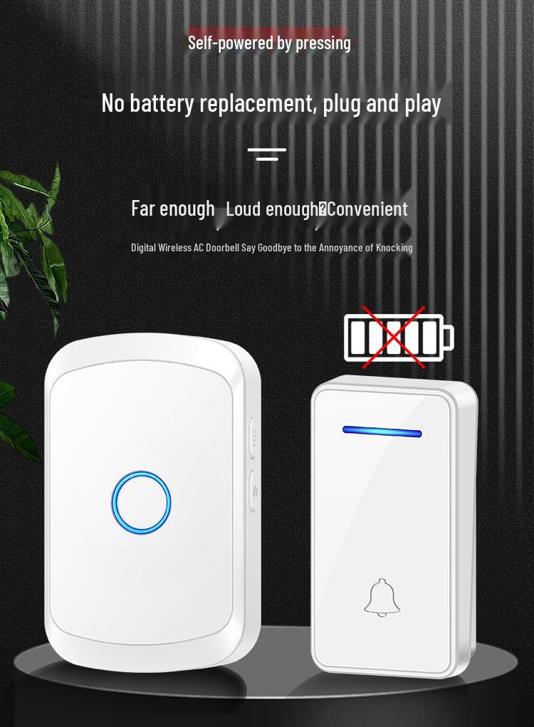 Wireless Self-Powered Doorbell with Ultra-Long Range and Remote Control, Ideal for Home Entry and Elderly Assistance