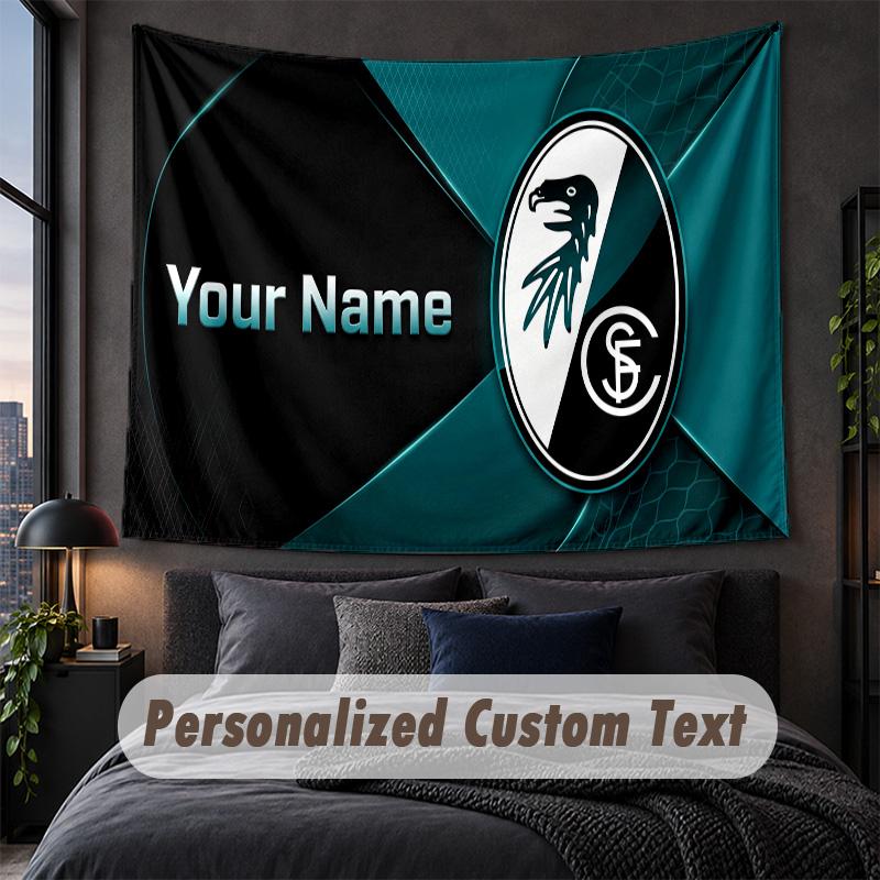 Custom Name Text Tapestry,SC Freiburg Decorative Wall Hanging, Background Tapestry For Home Bedroom