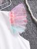 Comfort Princess Dress, Bubble Letter Print Mermaid Scale Tulle Skirt for Little Girls