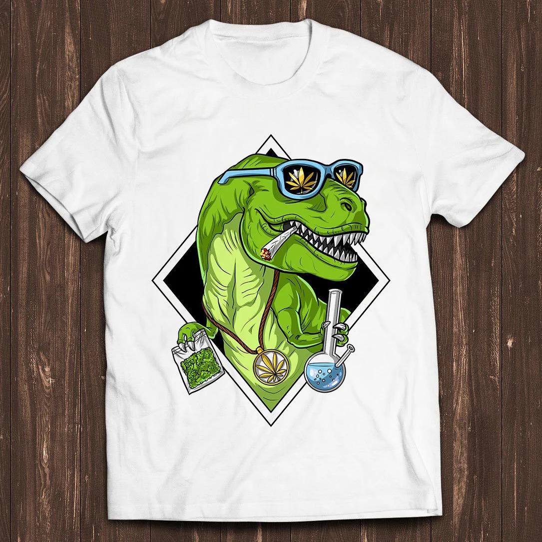 Men Funny Dinosaur Graphic T Shirt Cartoon T Rex with Sunglasses Streetwear Unisex Cotton Casual Tee 4XL