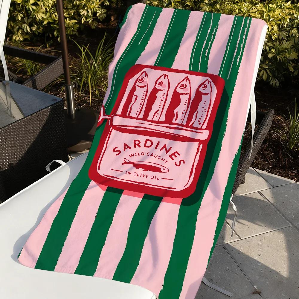 Colorful Sardine Lobster Fish Ocean Towel Quick Dry Soft Yoga Swimming Fitness Mountain Climbing Large Beach Towels