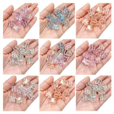 10pcs Jewelry Accessories Highlighting Transparent Bracelet Necklace Magic Color Four-petal Flower Loose Beads UV Plated  Accessories