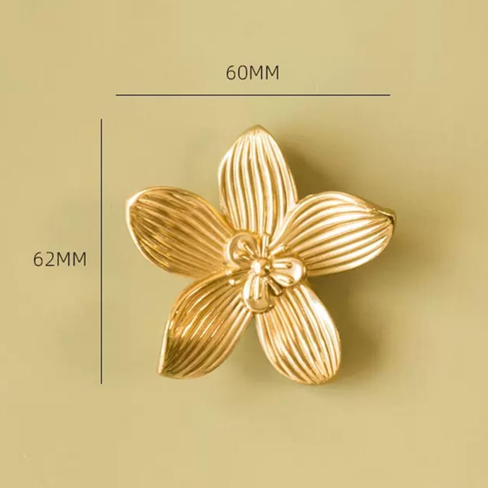 Petal Knobs Brushed Gold Cabinet Knobs, Dresser Drawers Knob Cute Handle Hardware Door Knobs, 4 Pack