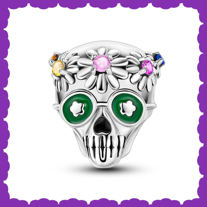 New Copper Fashion Rubik'S Cube Kitten Swing Skull Charm Bead For 3Mm Bracelet Diy Fine Jewelry Making Gift