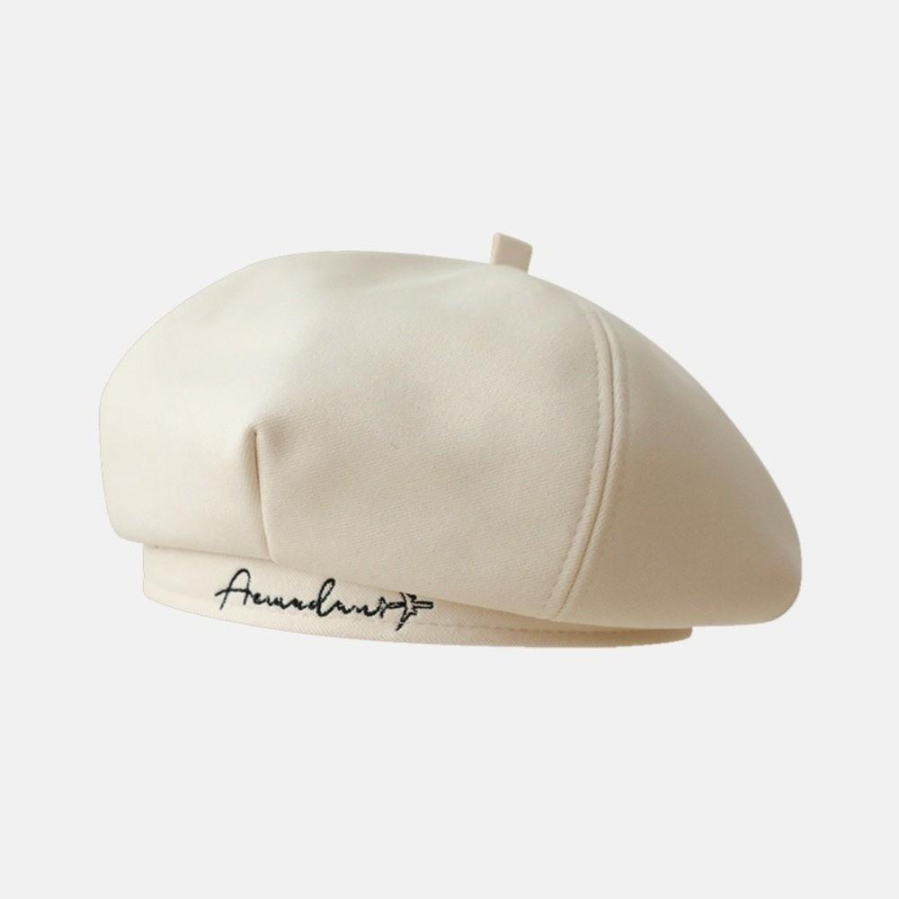 Letter Embroidered Newsboy Hat Octagonal Visors Cap Vintage Beret Painter's Hat