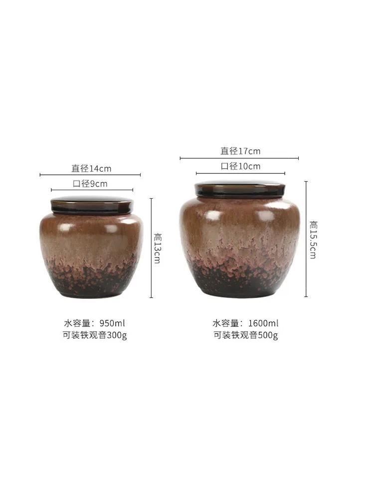Ceramic Tea Lid Sealed Glaze Jar Storage Kitchen Grain Decoration