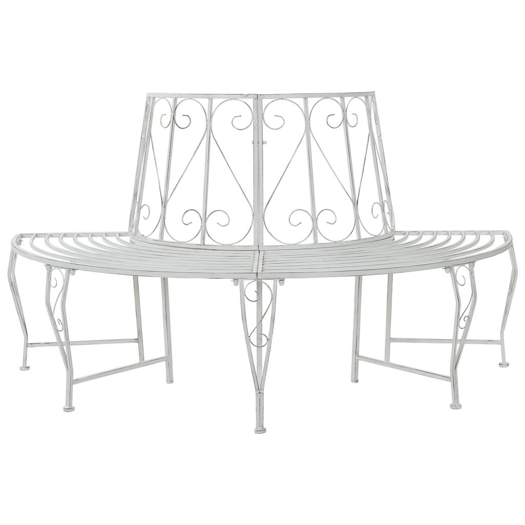 Tree Bench 4 Seater 160 x 80 x 89 cm Steel Antique White