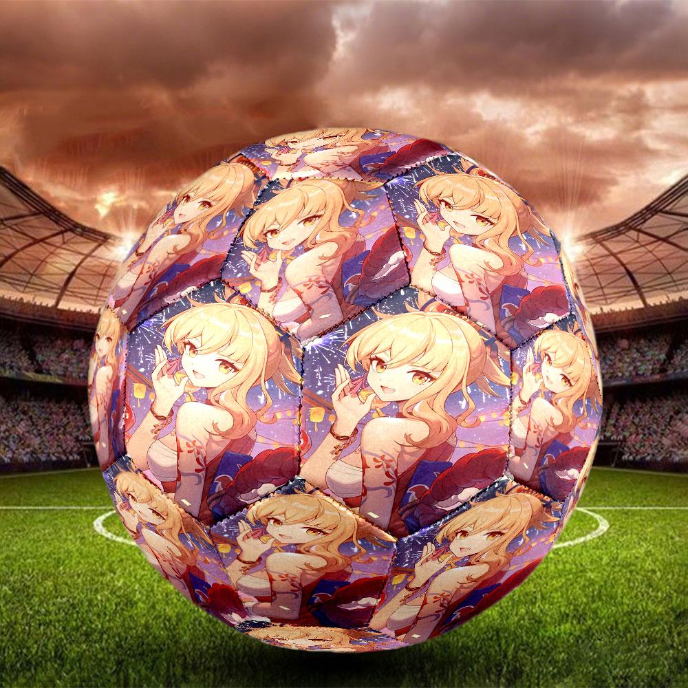 Genshin Impact Print Size 5 Soccer Ball, Standard Match Football for Sports Game and Team Practice, Ideal Gift for Soccer Fans