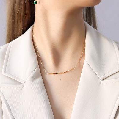 Colar com pingente simples Twist Arc Smile, colar feminino de aço titânio, joia de aço inoxidável P798