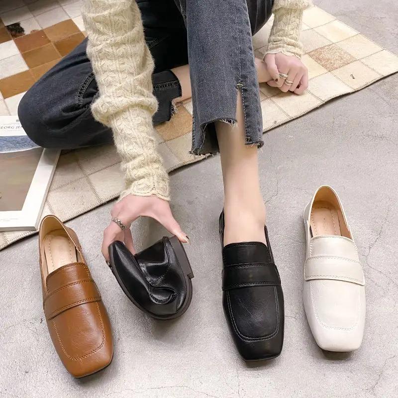 Fashion Ladies Footwear Slip-on Office Women's Flat Shoes Square Toe Comfortable and Elegant 2025 Summer Luxury Brand Promotion Vacation