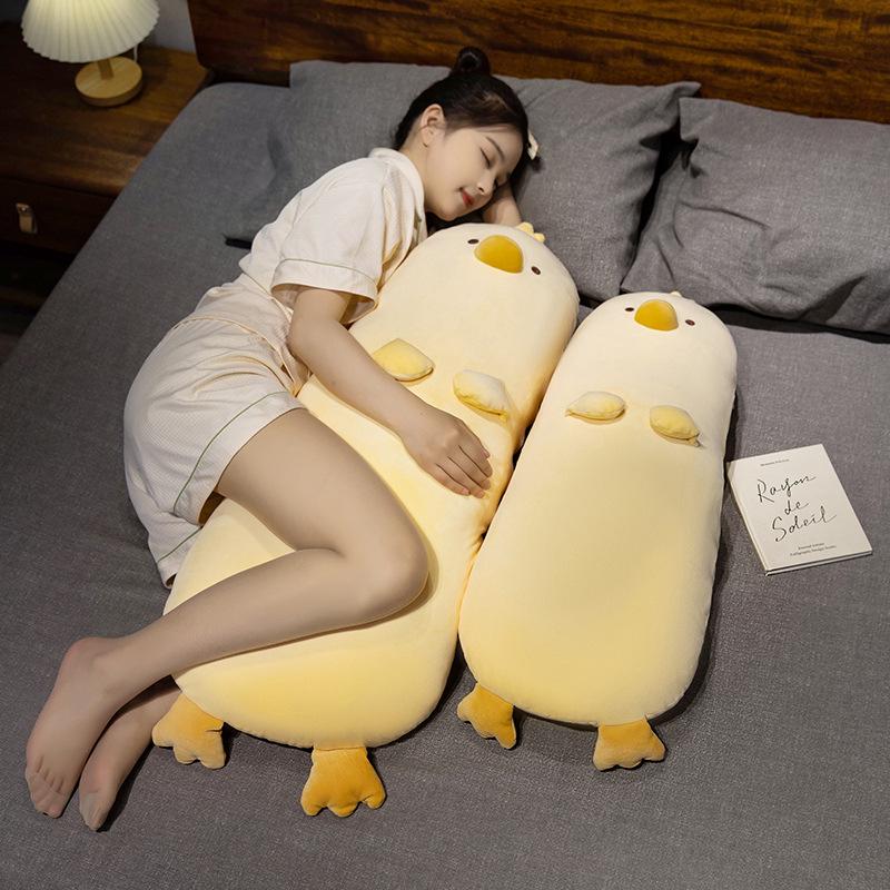 Yellow Chicken Hugging Pillow - Male & Female Plush Long Cushion Doll