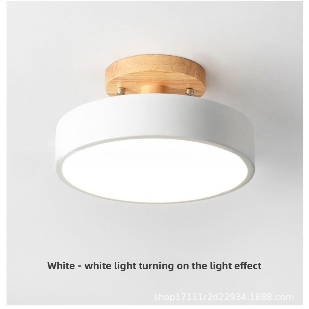 1/2/5pcs Three-Color Dimming Ceiling Light LED Flush Mount Ceiling Lamp Wrought Acrylic Lampshade Round Wood Lamp Holder Study
