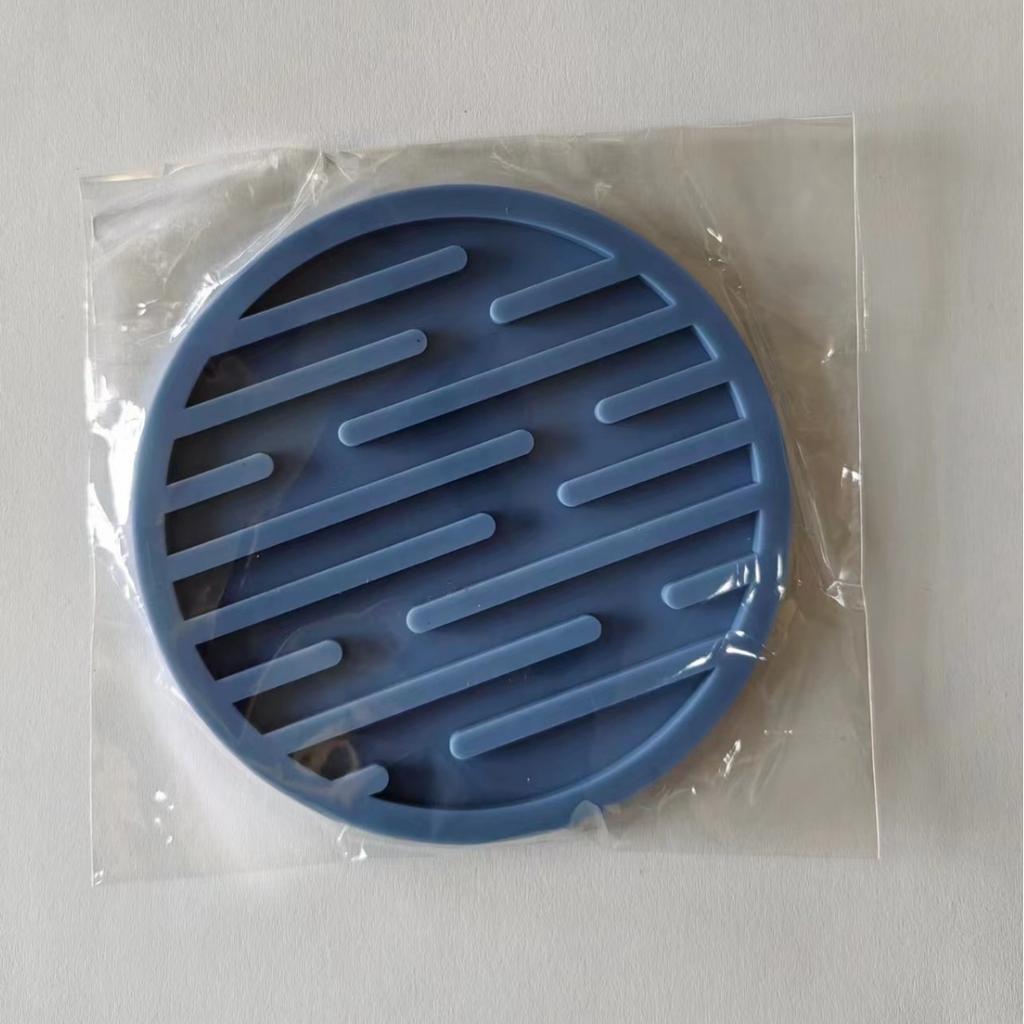 Round Silicone Coaster Striped Water-draining Coasters Anti-slip Heat-insulating Coaster Heat-resistant Coffee Beverage Coaster