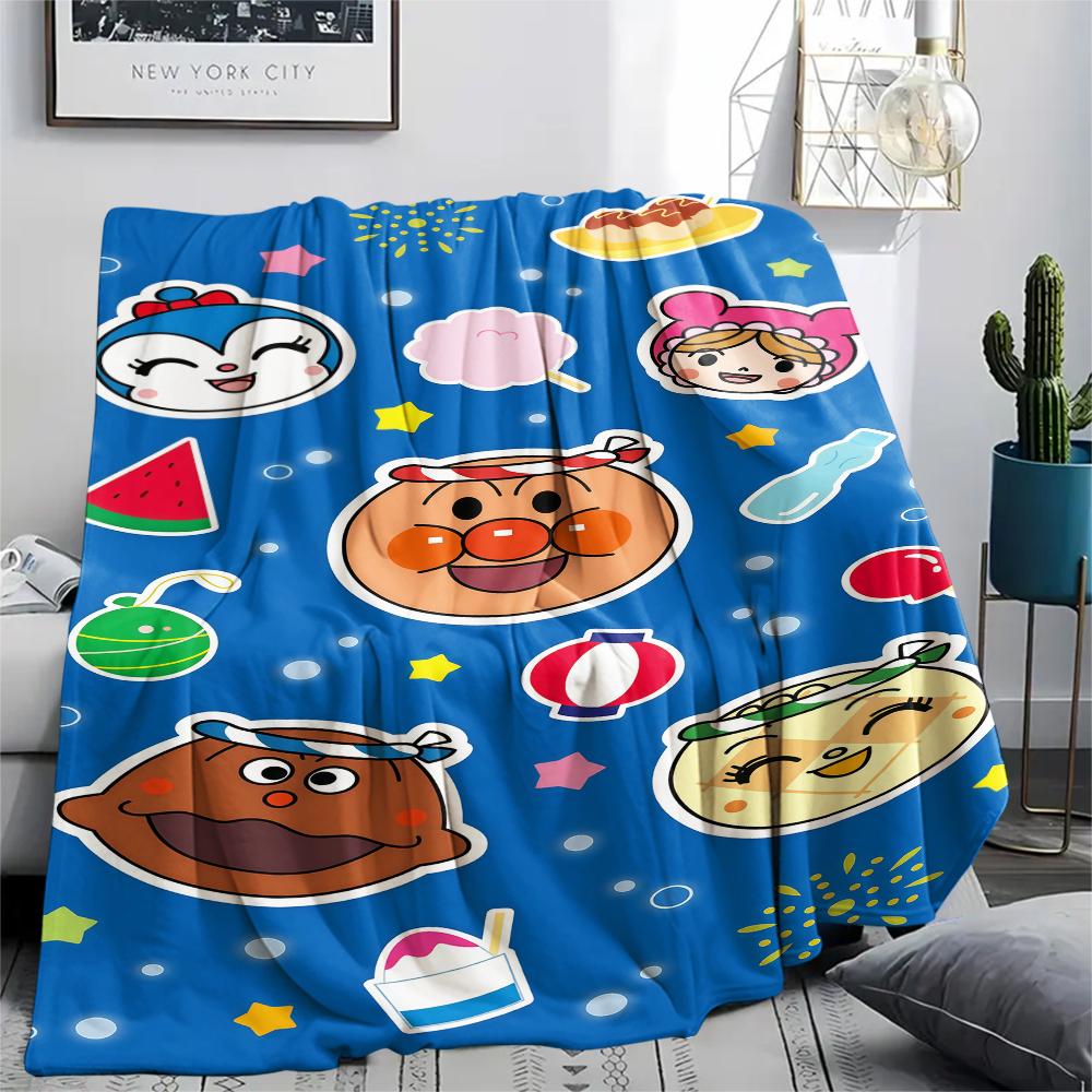 1PC Anpanman Print Flannel Blanket, High quality All Seasons, Home Decor, Warmth and Comfort, Perfect for Christmas Gifts