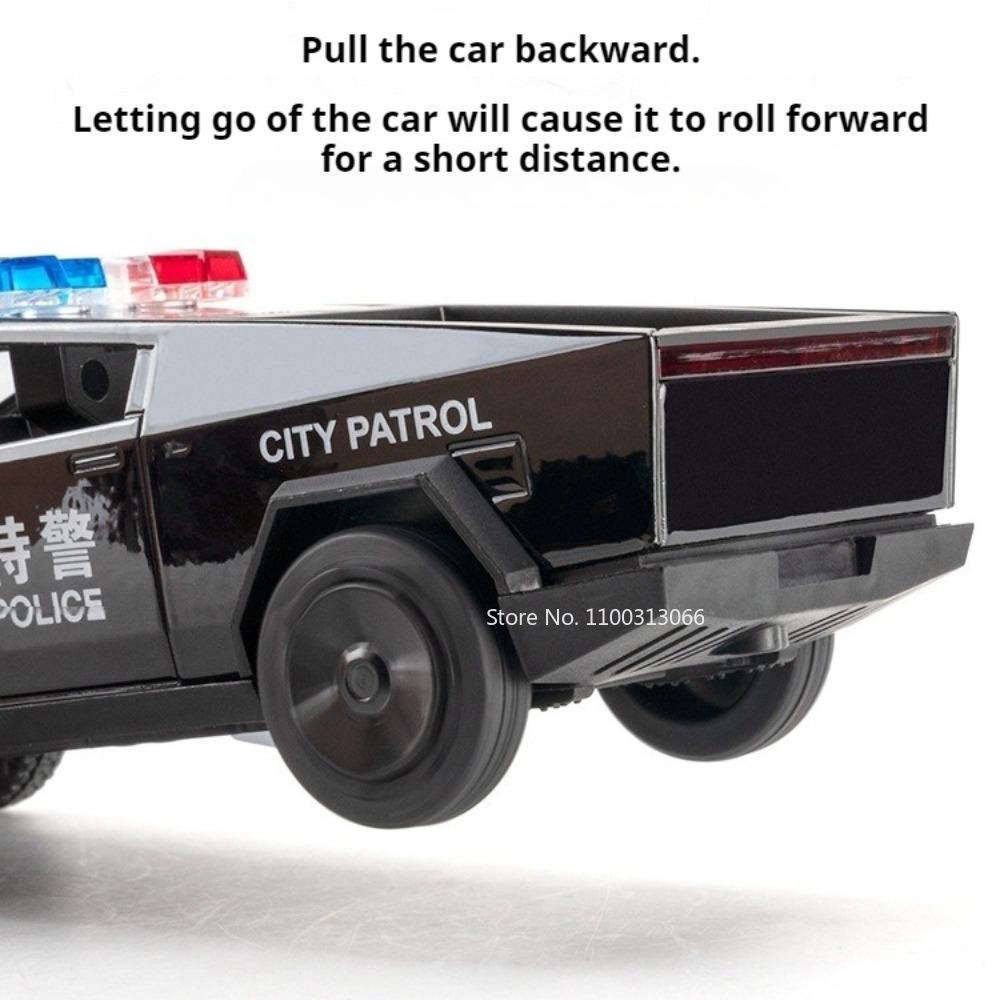 1:32 Pickup Truck Alloy Toys Cars Diecast Models Wheel Pull Back Miniature Police Car Rubber Tires Off-road Toy Home Decoration
