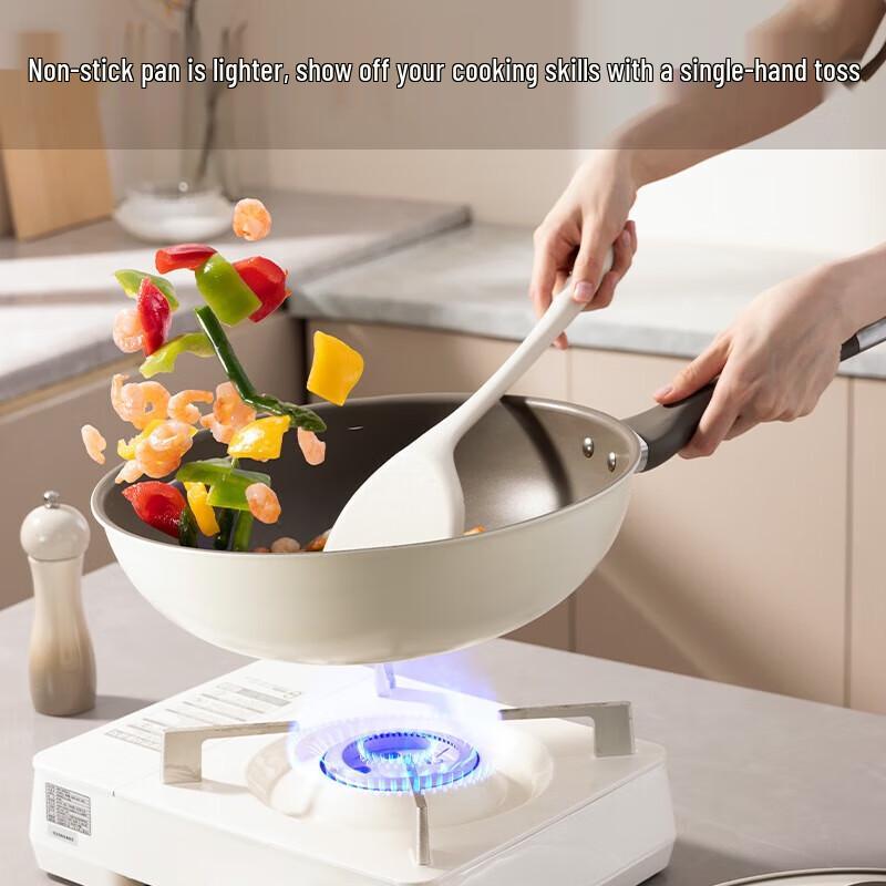 COOKER KING 32cm Non-Stick Flat Bottom Wok