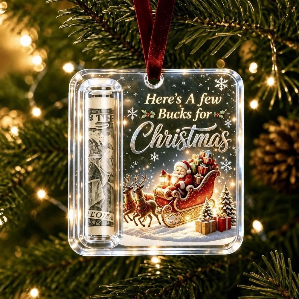 Hanging Christmas Cash Gift Ornament Acrylic Treat Holder Ornament  for Surprise Present