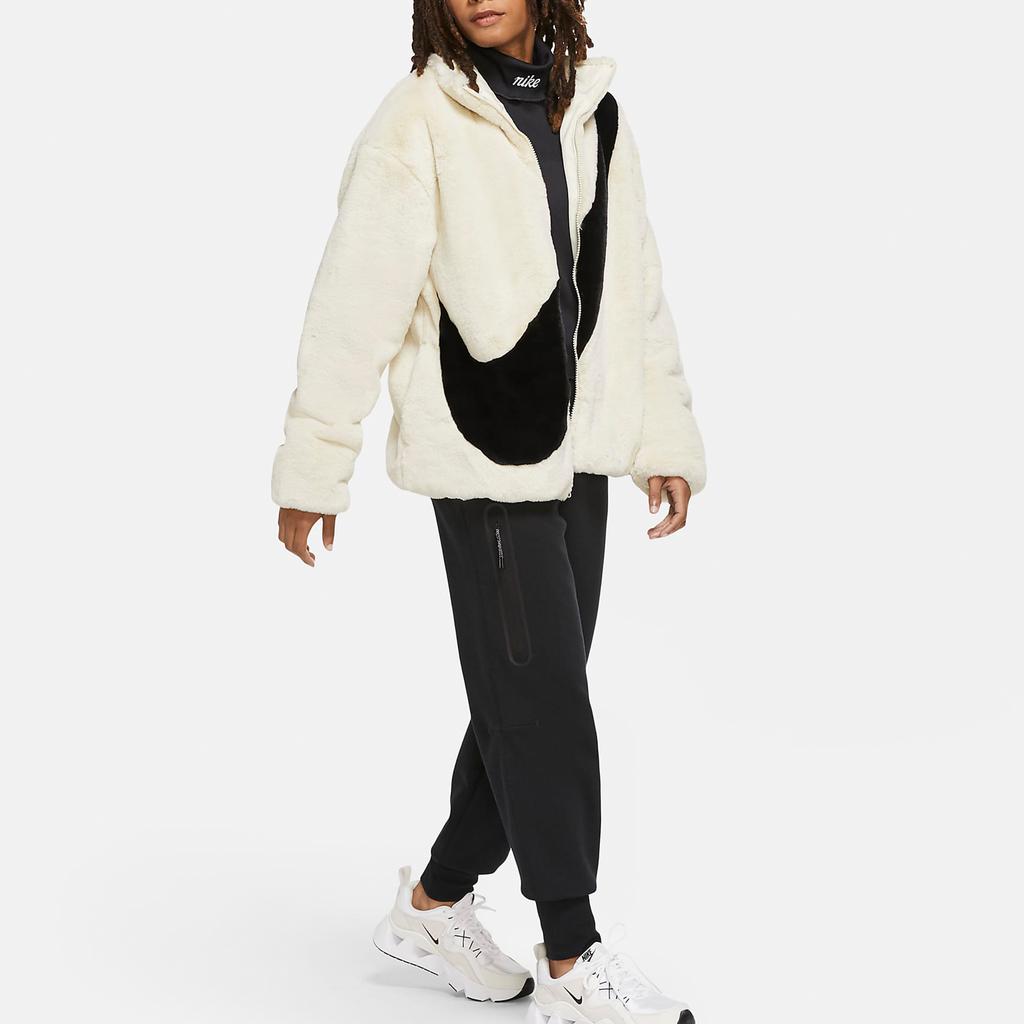 Nike Sportswear Swoosh Large Logo Warm Stand Collar Thick Jacket For Spring Women Jacket White CU6559-238