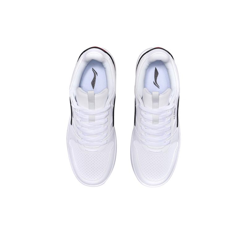 Li Ning Synthetic Leather Slip Resistant Abrasion Resistant Low Top Skateboard Shoes Men's White AGCP201-1